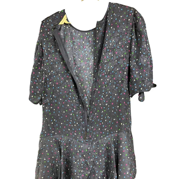 Rebecca Taylor Speckled Dot Silk Mini Dress Navy Blue Tiered Ruffle 2 - Image 8