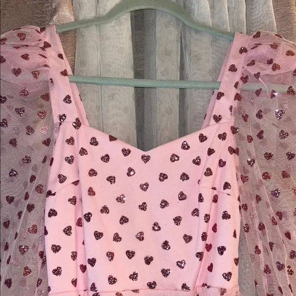 NWT Luxe Wave Size S Pink Heart Patterned Dress - Image 3