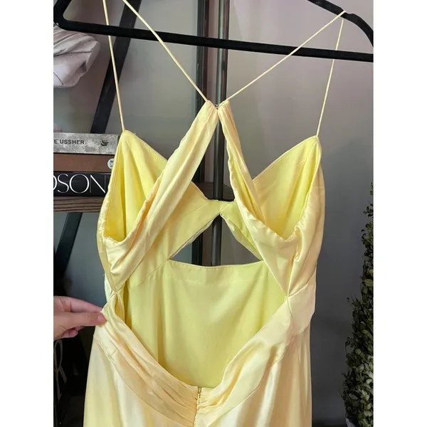 Ieena for Mac Duggal Twist Front Gown Yellow Womens Size 14 - Image 9