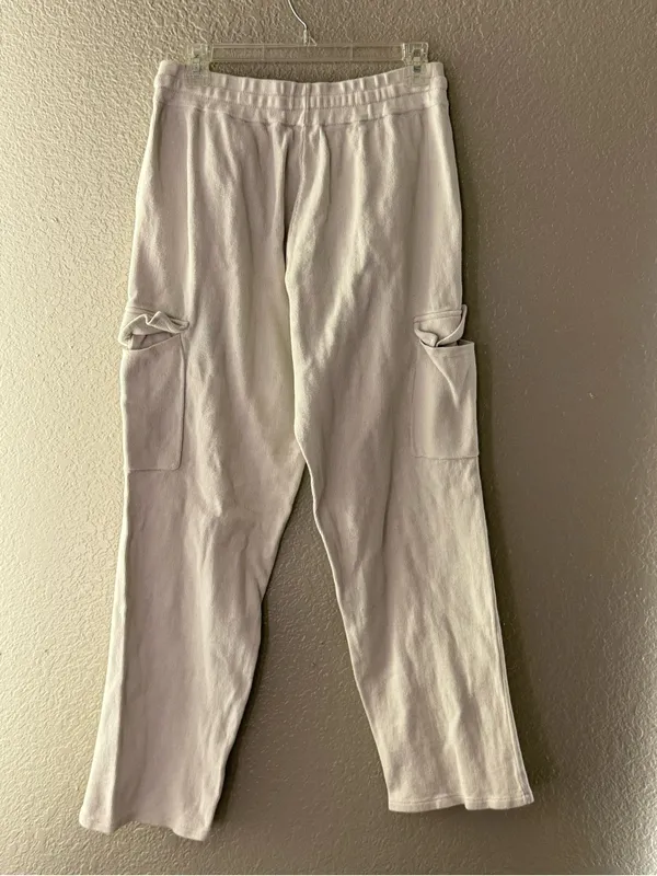 Zara Cream Cargo Sweatpants Women’s M Wide Leg Drawstring Utility Lounge Pants - Image 6