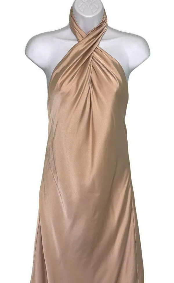 Show Me Your Mumu Jasmine Halter Maxi Bridesmaid Dress Champagne S - Image 5