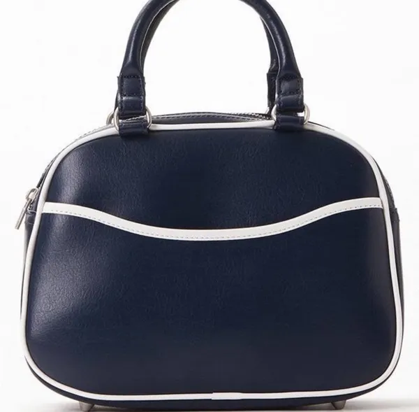 Pacsun Brandy Melville John Galt Navy Blue Top Handle Purse Bowling Bag Tote - Image 2