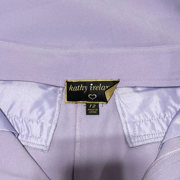 New Kathy Ireland Pleated Wide Leg Trousers Pants Wisteria Purple Size 12 - Image 17