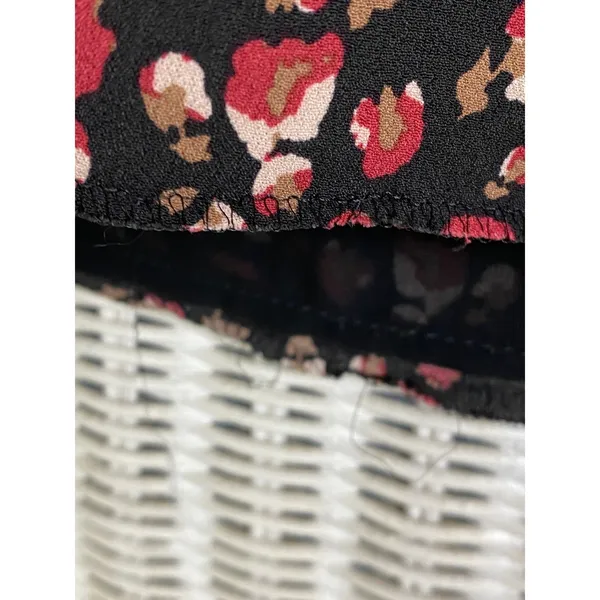 Gérard Darel Paris Black Floral Print Dress 44 Smocked Neckline‎ French Viscose - Image 7