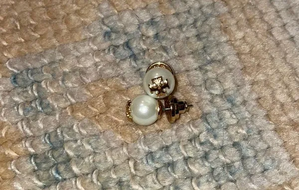 Tory Burch Swarovski Crystal Pearl Logo Stud Earrings - Image 3