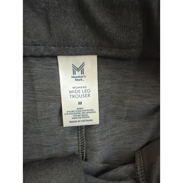 Members Mark Womens Wide Leg Trouser Pants‎ Black High Rise Soft Knit Size M NEW - Image 3