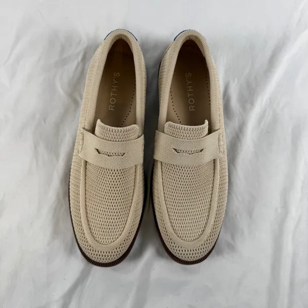 EUC Rothys The Penny Loafer Sand Beige Knit Casual Neutral Minimalist Loafers 8 - Image 4