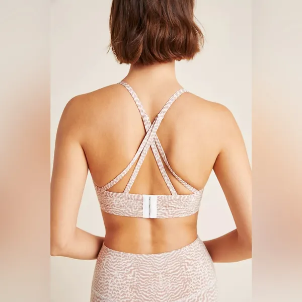 Varley Lindley Eyelet Embellished Printed Sports Bra Size Medium - Image 2