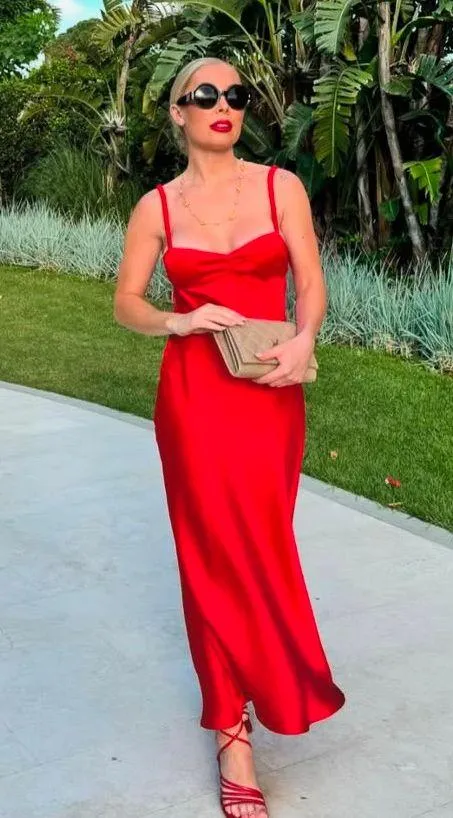 ZARA dress classic red satin effect cut out open back midi maxi party wedding - Image 6