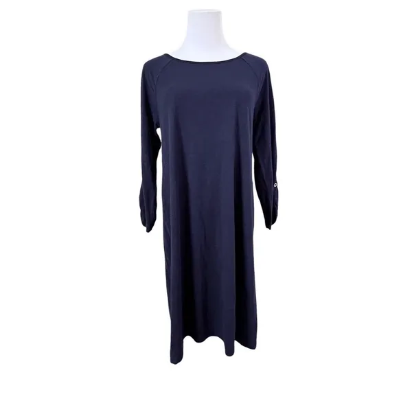 Lilly Pulitzer‎ 26198 Surfcrest Swing Dress MEDIUM Modal Cotton Tab Sleeves Navy - Image 3