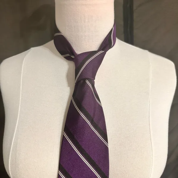 Polo By Ralph Lauren Men's Silk Tie Purple Striped Classic Handmade Necktie - Image 2
