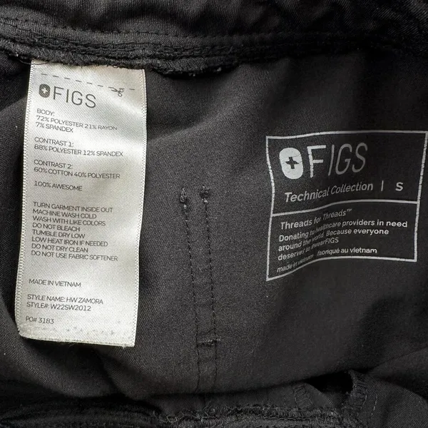 Figs Zamora Jogger FIONx Scrub Pants 29" Pockets Cargo Drawstring Black Small - Image 3