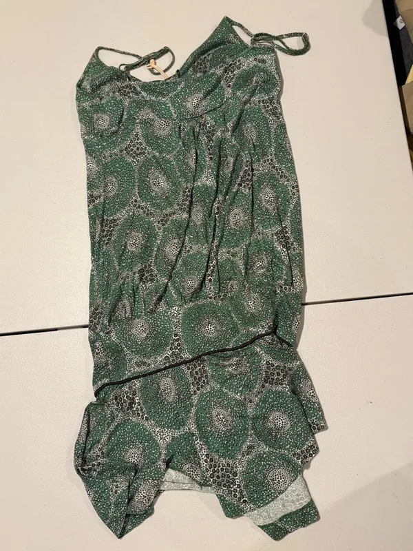 Vintage Y2K Miss Sixty Drop Waist Silk Blend Mini Dress NWOT Green Fairycore L - Image 7