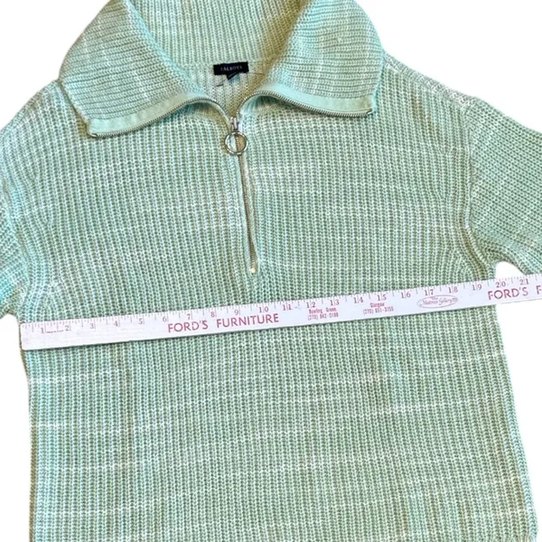 Talbots Mint Green Marl Shaker Knit Quarter Zip Sweater Womens Large Pastel - Image 5