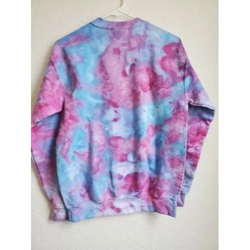 Gildan Sweatshirt Womens Small Tie Dye Pink Cotton Blend Long Sleeve Pullover - Image 5