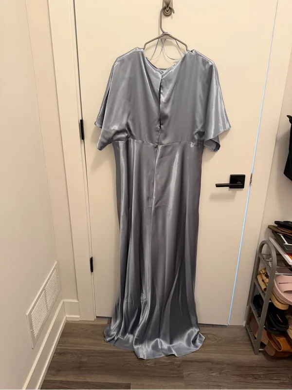 Birdy Grey Jesse Dress in Shiny Satin Dusty Blue size XL - Image 4