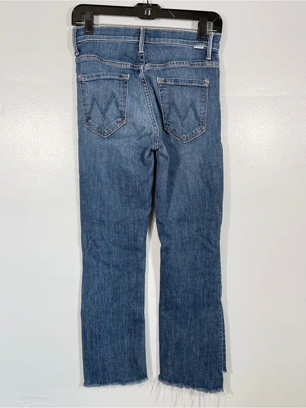 MOTHER Insider Crop Step Fray Kick Flare 26 Girl Crush Mid Wash Stretch Denim - Image 4