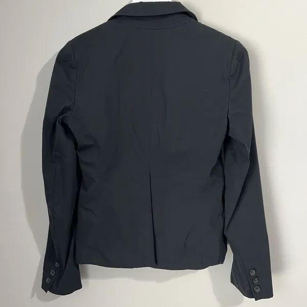 Theory Blazer Women's 6 Black Cotton Single Breasted Peak Lapel Classic Career‎ - Image 4