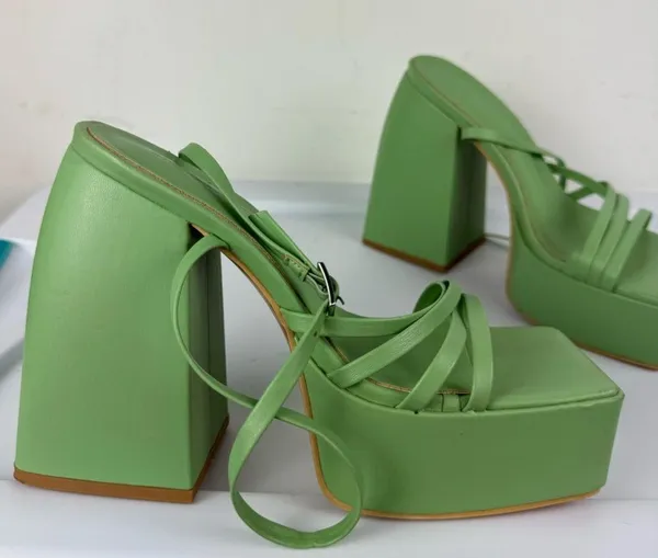 Princess Polly La Belle Platform Heels Green Sz 6 Strappy - Image 7