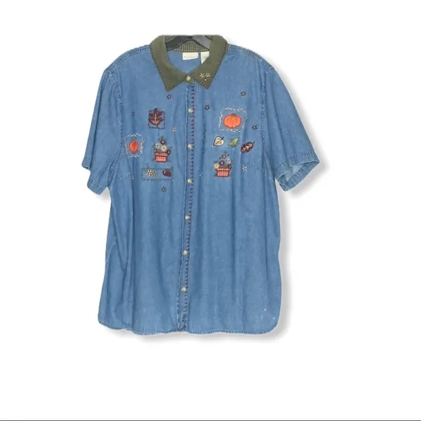 Vintage White Stag Plus Woman Embroidered Shirt - Image 8