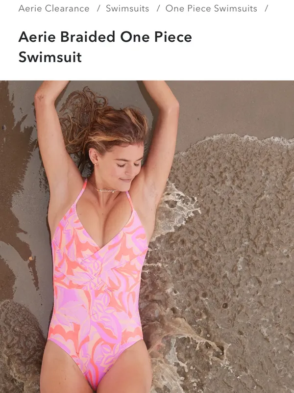 Aerie Braided Pink/Purple One Piece swimsuit Womens large - Image 5
