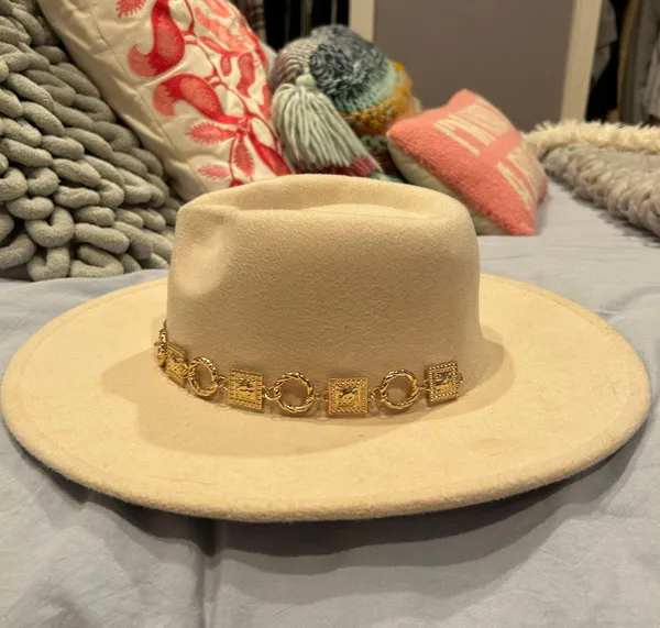 Boho Felt Wide Brim Fedora Hat - Image 3