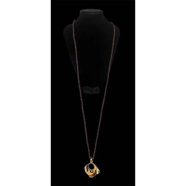 Gold Tone Good As Gold Pendant Necklace Brown Rope Convertible Premier Designs - Image 2