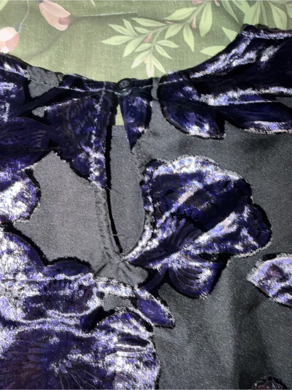 Nasty Gal Black Dress with Purple Floral Burnout - Image 8