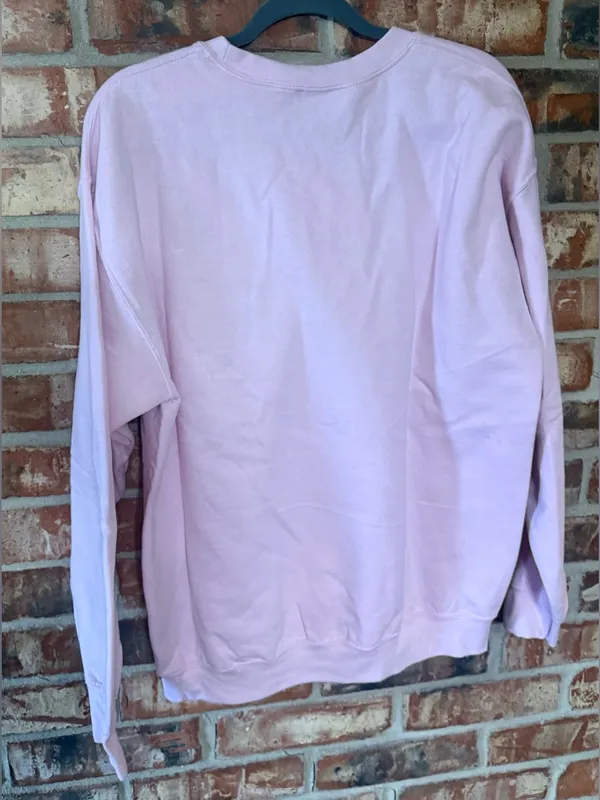 Gildan Pink Crewneck Sweatshirt with Sequin Bow Applique - Image 4