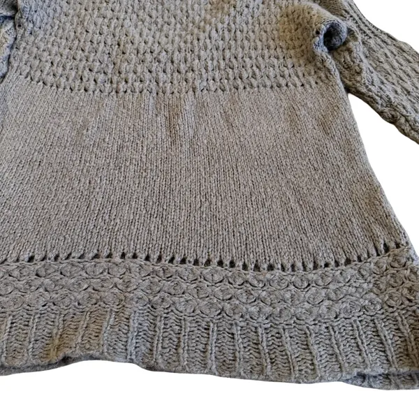 Free People Chunky Pullover V-Neck Sweater Neutral Brown Wool Stretch Size Large - Image 12