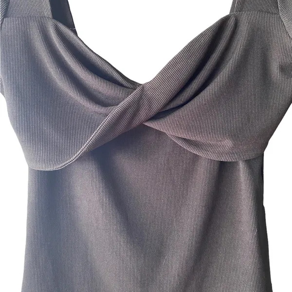 Runaway New 90s inspired black ribbed twist front Crop Top Minimalist basic - Image 10