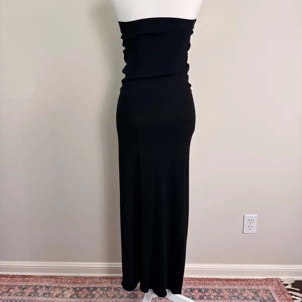 Free People Black Strapless Ruched Side Slit Maxi Blouse Medium OB1438914 - Image 2