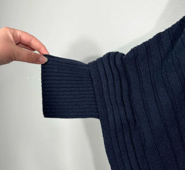 Simply Vera, Vera Wang Navy Blue Short Sleeve Oversized Poncho Cut Sweater Knit S/M - Image 2