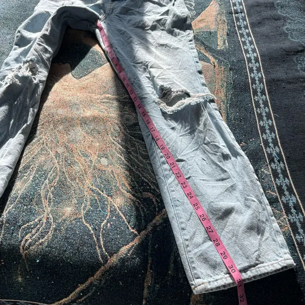 Vintage Y2K PacSun Dad Jeans High Rise Button Fly Light Wash Distressed Size 28 - Image 11