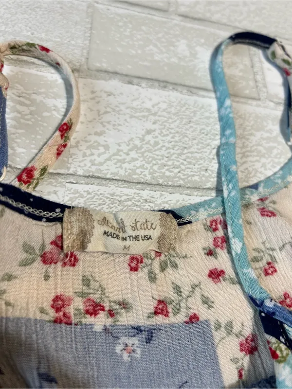 Altar’d State Patchwork Floral Sundress in Navy, Light Blue & Cream - Image 5