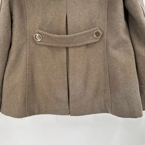 Guess Wool‎ Blend Coat Women M Brown Double Breasted Hooded Vintage Academia - Image 14