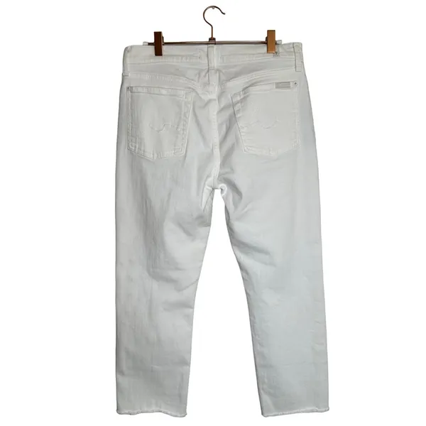 7 for All Mankind Josefina Boyfriend Jean Size 28 Broken Twill White New - Image 5