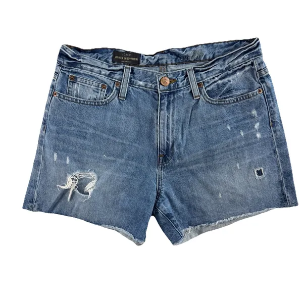 JCrew Sz 29 Jeans Shorts Broken In Boyfriend Cutoffs Blue Denim Distressed C0873 - Image 2