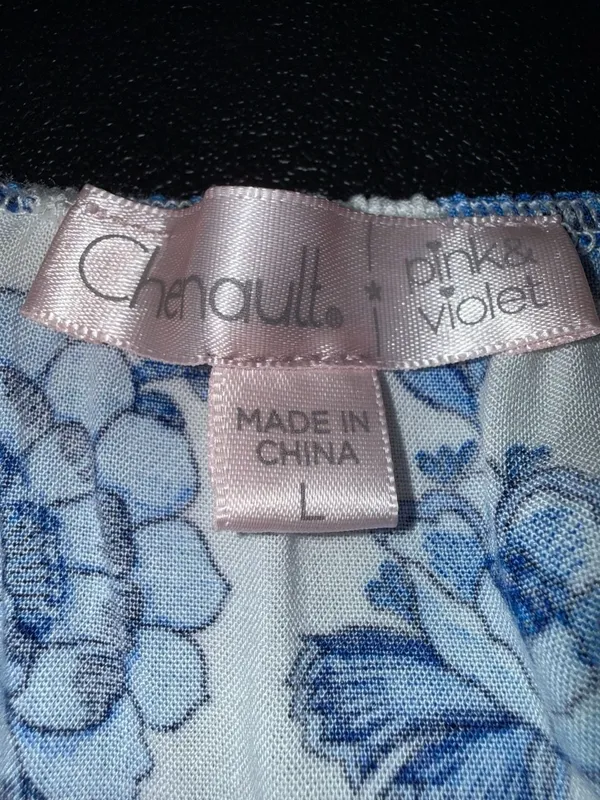 Chenault Pink & Violet Blue Floral Print Ruffle Sleeve Maxi Dress‎ Size L - Image 2