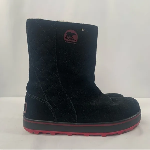 Sorel Glacy Suede‎ Pull On Winter Snow Boots in Black Size 8 - Image 2