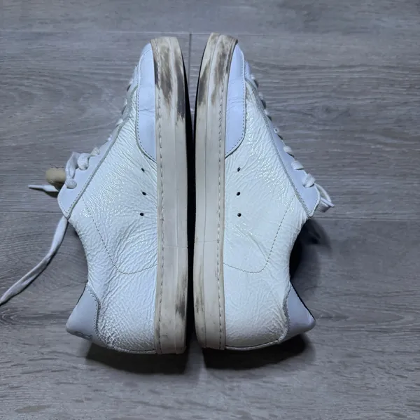 P448 John White Crinkled Leather Low Top Sneakers Italy Women Size 37 or 6.5 - Image 11