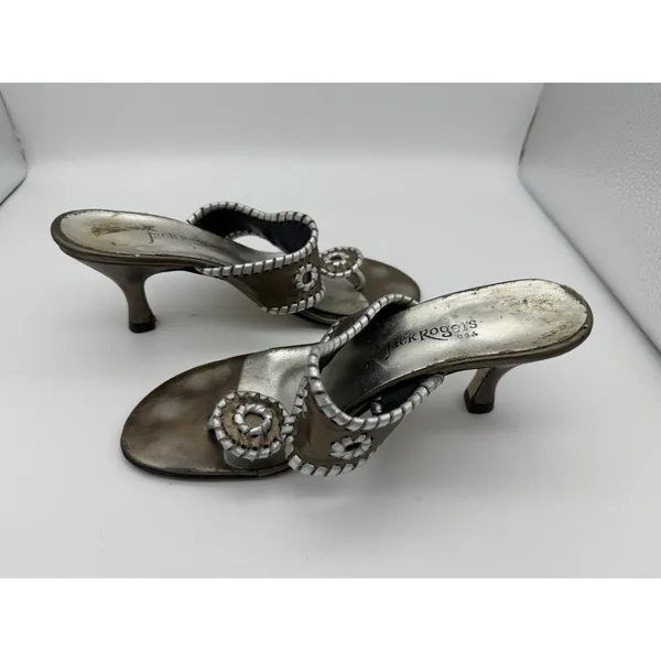 Jack Rogers Heeled Sandals Womens 7 Bronze Medallion Travel Boho Indie Vacation - Image 5