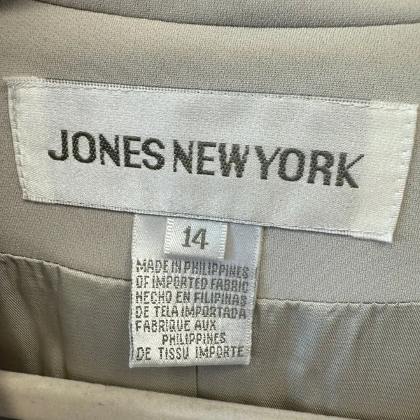 Jones New York Beige Neutral Single Button Blazer Jacket Size 14 Professional - Image 9