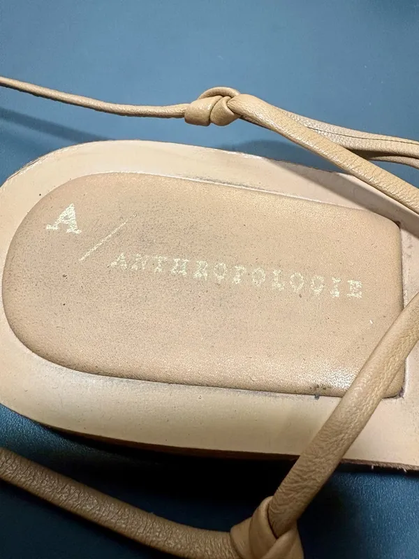 ANTHROPOLOGIE Neutral Tan Lace-Up Gladiator Sandals - Image 3