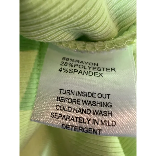 White Fox Project 5 Ribbed Baby Tee Lime‎ Green Graphic Fitted Top Size M - Image 3