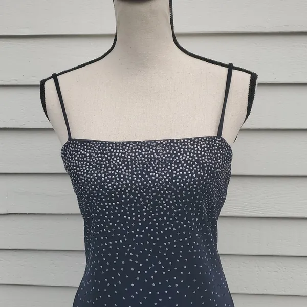 Y2K City Triangles Sparkle Spaghetti Strap Dress | Blue Spaghetti Strap Dress - Image 3