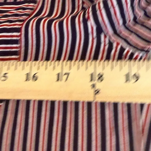 Maeve Anthropologie Striped Tunic Shirt Womens XS Button Down High Low Red Navy‎ - Image 12