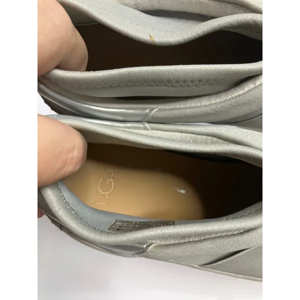 UGG Neutra Metallic Slip-On Sneakers Womens 9.5 Silver Good Branded Gore Strap - Image 6