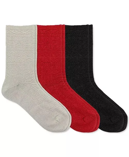 Ralph Lauren NWT LAUREN Women's 3-Pk. Snowflake Texture Roll-Top Socks - Image 2