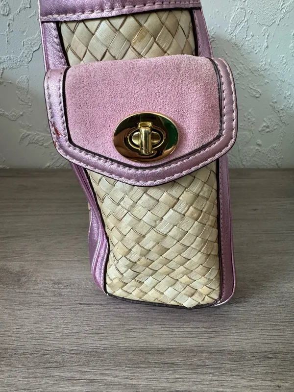 Coach Vintage 2004 Pink Straw Tote Bag - Style 4419 - Image 5